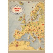 Svenska Lloyd karta Europa, plansch 50x70